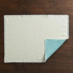Teal Reversible Linen Placemat - Crate and Barrel